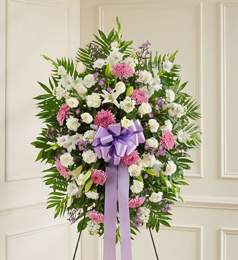 Deepest Sympathies Standing Spray - Lavender & White
