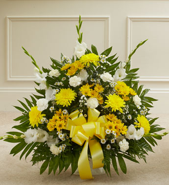 Heartfelt Tribute Floor Basket - Yellow & White