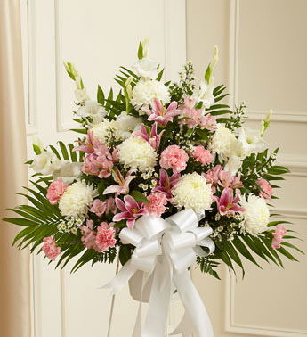 Heartfelt Sympathies Standing Basket - Pink & White