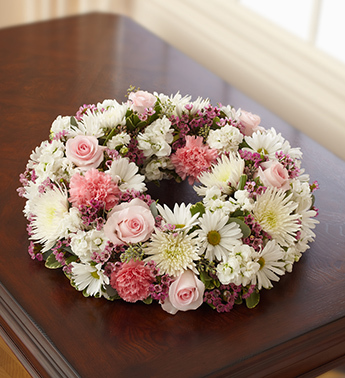 Cremation Wreath - Pink & White